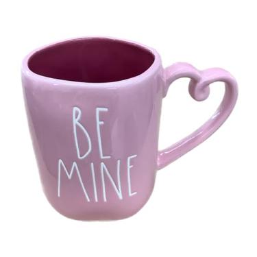 Imagem de Caneca de café Rae Dunn Dia dos Namorados, rosa/malva - BE MINE - alça em forma de coração
