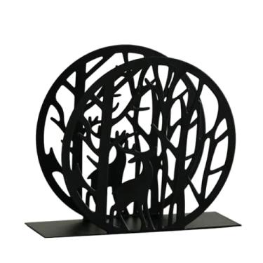 Imagem de Porta-guardanapos de ferro de veado – Elegante organizador de guardanapos de metal adequado para bares, mesas, cafés e decoração de sala de estar (12 x 4 x 10 cm) preto