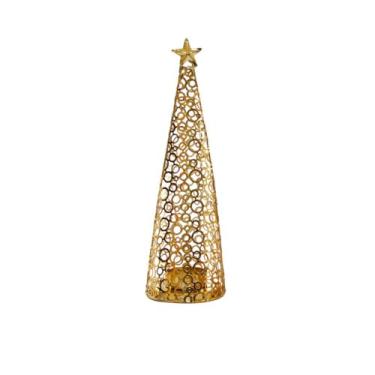 Imagem de Suporte de castiçal de metal para árvore de Natal vazado, dourado, estilo europeu, suporte de vela para decoração de mesa de casamento (L)