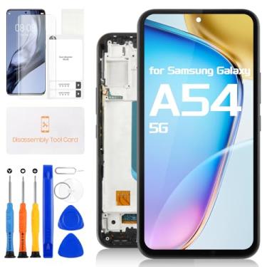 Imagem de Tela de substituição para Samsung Galaxy A54 para Samsung A54 5G LCD Display A546 digitalizador SM-A546E SM-A546B SM-A546U Montagem de tela sensível ao toque com kits de reparo (preto com moldura)