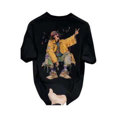 Imagem de Camiseta Masculina De Verão Oversized Slim Fit Com Estampa De Paris, G