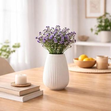 Imagem de Arranjo de Flores Mosquitinho Artificiais Decorativas, lilas, Plástico, 34cm de Comprimento, Kit com 2 Unidades