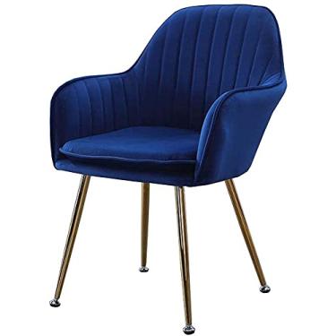 Imagem de Cadeira de jantar moderna de veludo com pernas de metal, almofada macia, poltrona – Cadeira de café elegante para sala de estar, quarto, escritório – Mobiliário confortável