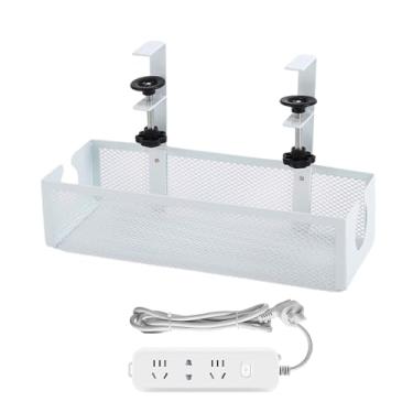 Imagem de Gerenciamento de cabos sob a mesa, organizador de economia de espaço sem perfuração – Gerenciamento de cabos sob a mesa, para amigos da família, estudantes, homens, mulheres, incluindo casa, interior