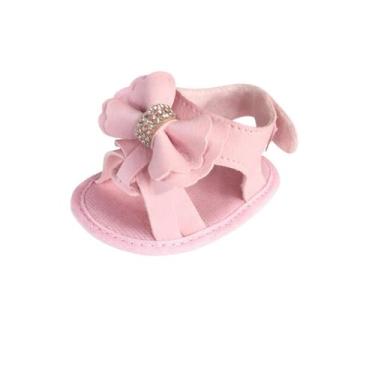 Imagem de Sandalia Bebê Infantil Menina Verão 0 a 9 Meses Confortavél Duplo Laço