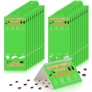 Imagem de Pacote com 20 armadilhas para besouros, armadilhas de cola para ambientes internos para besouros, larvas e outros insetos rastejantes, solução de monitoramento de armadilhas pegajosas não tóxicas