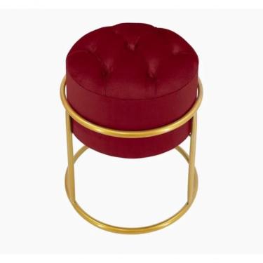 Imagem de Puff Banqueta Estofado Decorativo Base De Ferro Capitonê Suede Bordo Eli Móveis E Decoração