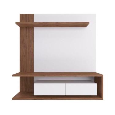 Imagem de Painel Para Tv Até 60 Polegadas 2 Portas Estilare Móveis Branco Com Madeirado