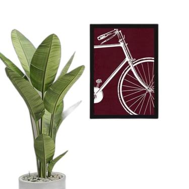 Imagem de Quadro Desenho Bicicleta Fundo Vinho Moldura Preta 24X18Cm
