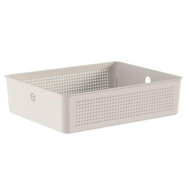 Imagem de Cesto Organizador Baixo Bege Flow 34x27x9cm 8,2L Lavanderia Closet Ban