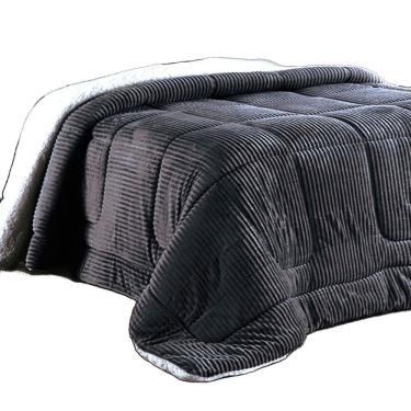 Imagem de Edredom Coberdrom Manta Canelada Pesado Queen - Chumbo - 100% Poliéster