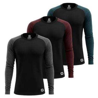 Imagem de Kit 3 Camisas Térmicas Masculina Compressão Proteção Solar UV Segunda 