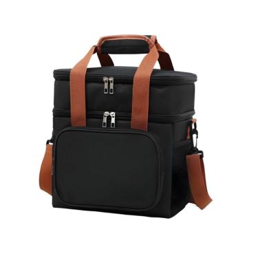 Imagem de Bolsa Termica Marmita Lancheira Multiuso Alça Trabalho Passeio Academia Dois Compartimentos Preta