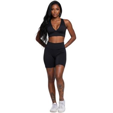 Imagem de Conjunto Top Com Bojo e Bermudinha Serra e Mar Roupa Para Academia Treino Moda Fitness Musculação-Feminino