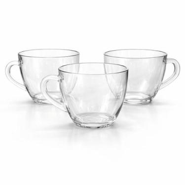 Imagem de Conjunto 3 Canecas de Vidro Messina 250ml Transparente Alça Ergonômica