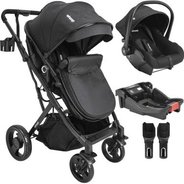 Imagem de Carrinho de Bebe Kiddo Vox II com Bebe Conforto Colinho Base Preto