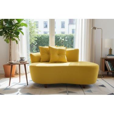Imagem de Namoradeira Sofá Feijão Suria 150cm Orgânica Couro Amarelo - Mansão De