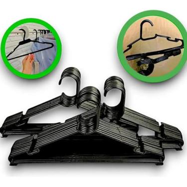 Imagem de Kit com 150 Cabides Preto - Pendurador de Roupas - Adulto - Cabides Ma