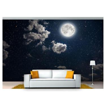 Imagem de Papel De Parede Lua Noite Nuvens Céu 3D Lua30