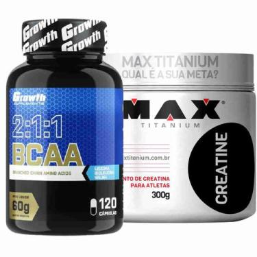 Imagem de Kit Bcaa 120 Caps Growth + Creatina Pura 300g Max Titanium - Growth Su