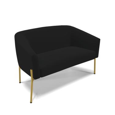 Imagem de Sofá 2 Lugares Namoradeira Pé de Ferro Dourado Stella Linho Preto D03 - D'Rossi