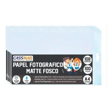 Imagem de Papel Fotográfico Matte Fosco 108g A4 Cassmar 500 fls