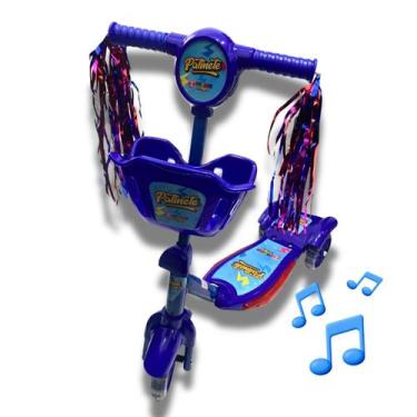Imagem de Patinete Infantil Luz e Música de 3 Rodas Azul e Rosa Brinquedo - Kidd