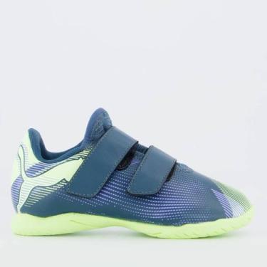 Imagem de Chuteira Puma Future 7 Play IT V PS Juvenil Futsal Azul e Verde, 26