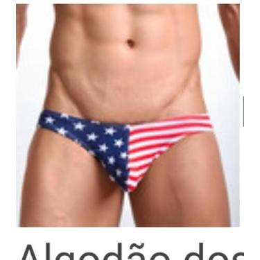 Imagem de Sunga tanga Estados Unidos Usa  ou Brasil 2cm lateral moda praia - AA 