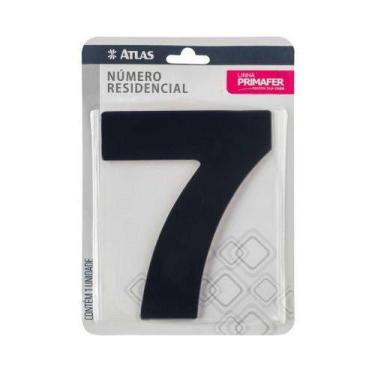 Imagem de Número Residencial 7 Em Alumínio Preto Com Fita 3m Vhb - Uso Interno-e