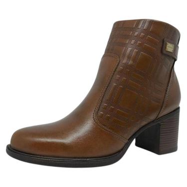 Imagem de Bota Cano Baixo Feminino Couro Elegante Conforto Pegada