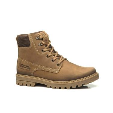 Imagem de BOTA PEGADA MASCULINA EM COURO  PULL UP LATEGO/ VELUDO CAFE 181502-01-Masculino