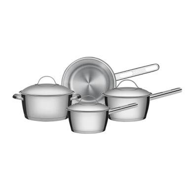 Imagem de Jogo de Panelas Tramontina 4 Peças Allegra em Aço Inox com Fundo Triplo e Tampas de Inox