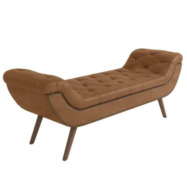 Imagem de Puff Recamier Calçadeira 140cm Pés Palito Madeira Venêto Z37 Sintético Caramelo - Mpoze...