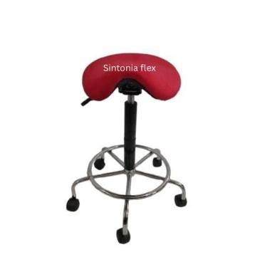 Imagem de Cadeira mocho sela alta tatoo e cílios cromada  65cm 75cm alta suede - veludo vermelho