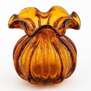 Imagem de Vaso De Vidro Murano Flor Plantas Arranjos âmbar Trouxinha 10x11cm Lem