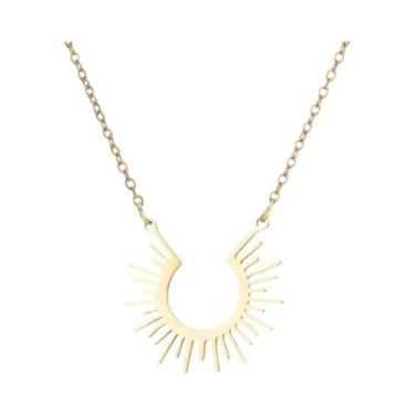 Imagem de Colar Geométrico Em Aço Inoxidável Banhado a Ouro Para Mulheres, Choke