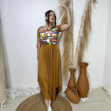 Imagem de Vestido de Dança Coreografia Blusa Nações Moda Evangélica Feminina - M