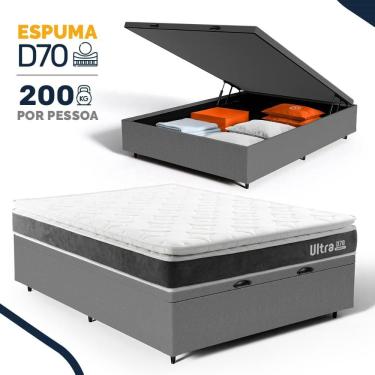 Imagem de Cama Box Baú com Colchão de Espuma D70 Pillow Top Ortopédico Ultra D70 Casal 138cm