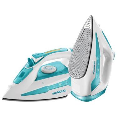 Imagem de Ferro a Vapor Turbo Steam Mondial Azul Claro 1200W F-45, Azul e Branco