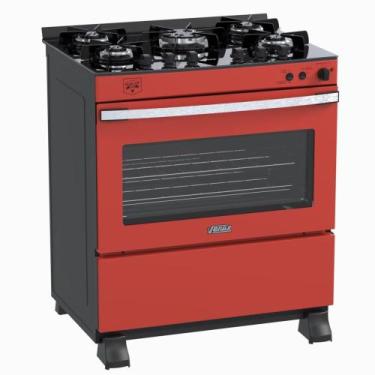 Imagem de Fogao a Gas 5 Bocas Venax Gaudi Vetro Vitreo Vermelho, 220V