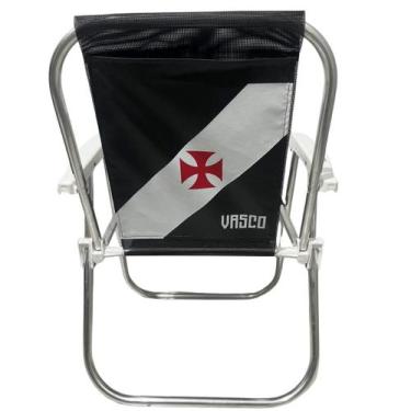 Imagem de Cadeira De Praia Varanda Alta Fixa Vasco Preta 90kg - Botafogo