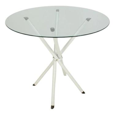 Imagem de Mesa Jantar 70cm Redonda Vidro Temperado Base Italy Metálica Escrivani
