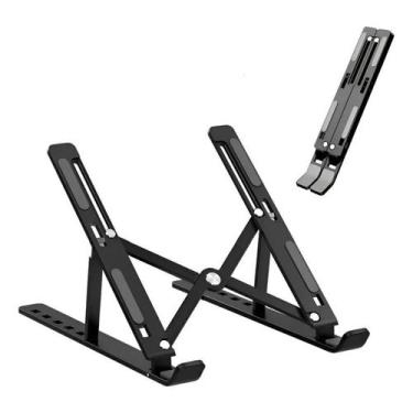 Imagem de Suporte De Notebook Articulado de Metal Dobrável Ergonômico Cor Preto 