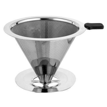 Imagem de Filtro Para Café de Aço Inox Reutilizável Grande Com Base Coador de Ca