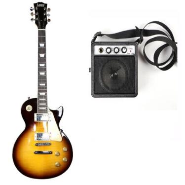 Imagem de Kit guitarra les paul land cherry dark  cubo yx-tg-5