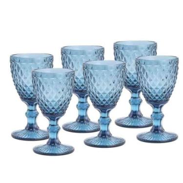 Imagem de Taca para agua bico de abacaxi azul 320ml 6 pecas hauskraft