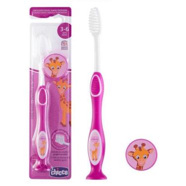 Imagem de Escova de dente chicco 3 a 6 anos roxa girafa