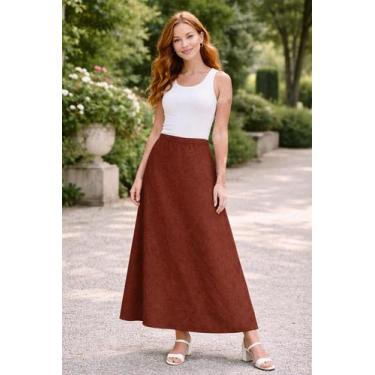 Imagem de Saia Midi Stella Elegante com Caimento Leve Cor:MarromTamanho:38 - MIX