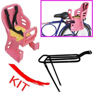 Imagem de Cadeirinha Infantil P/ Bike Traseira Cores + Bagageiro Apoio Fixação S